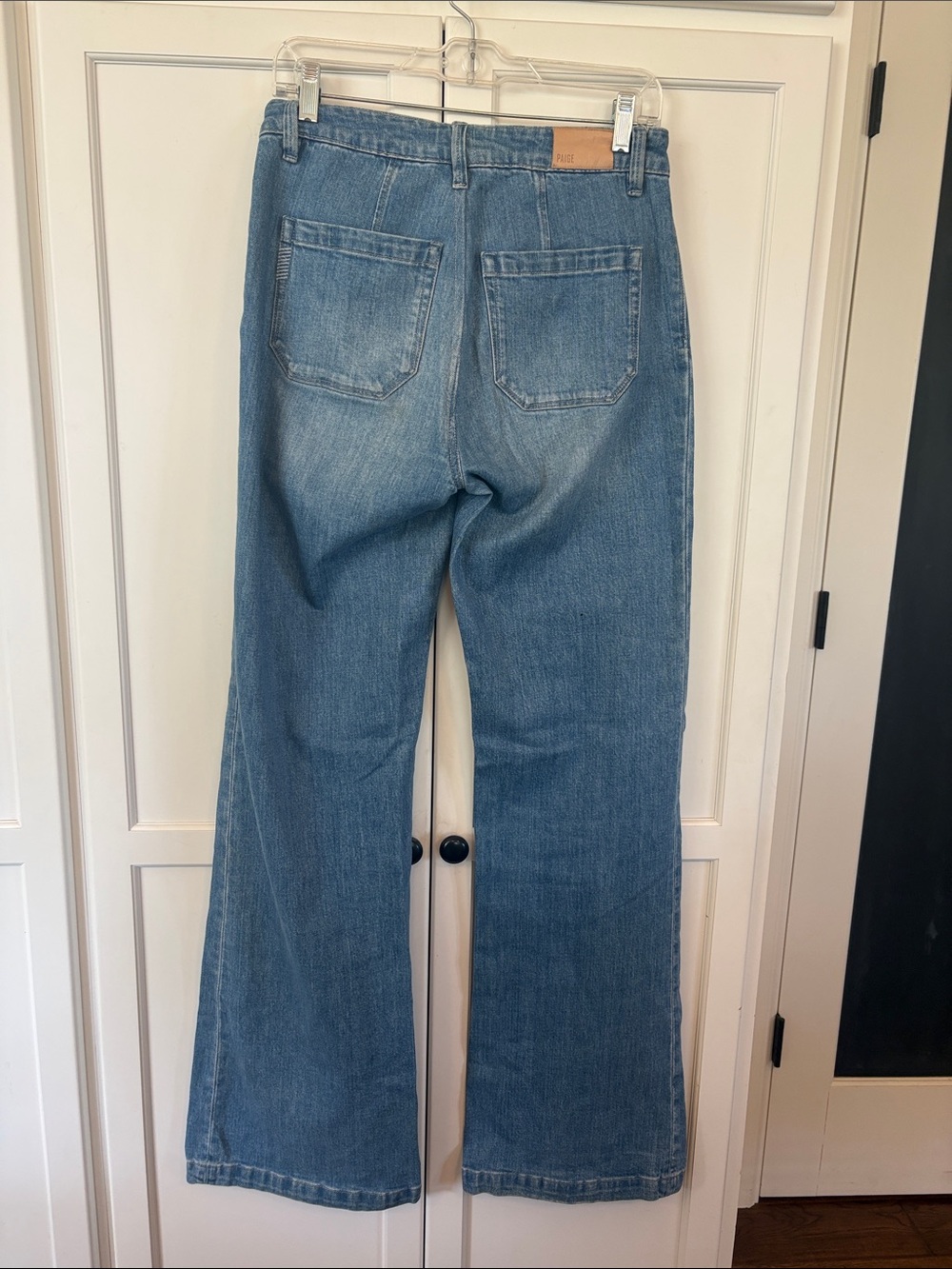 PAIGE Medium Blue Wide-Leg Jeans
